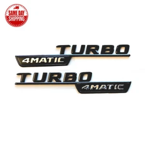 Gloss Black TURBO 4MATIC Side Decal Badge For Mercedes-Benz GLC220 GLC250 GLC43 - Picture 1 of 3