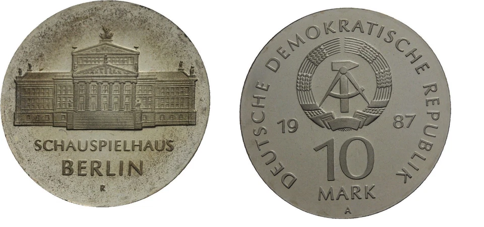 Rare 1987 DDR(East Germany) Large Silver 10 Marks Berlin Theater- Proof - Image 1 of 1