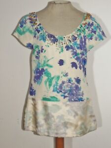 Walter Floral Printed Silk Blouse w Beads NWT sz 2 $228