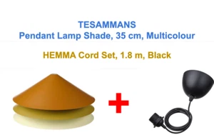 IKEA TESAMMANS Lamp Shade Steel Multicolor 35 cm NEW + Hemma Cord Set 1.8m Black - Picture 1 of 7