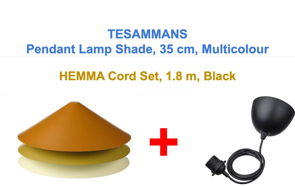 IKEA TESAMMANS Lamp Shade Steel Multicolor 35 cm NEW + Hemma Cord Set 1.8m Black - Image 1 of 4