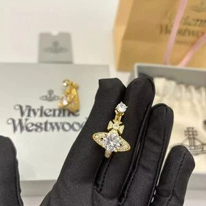 Authentic Vivienne Westwood Orb Crystal Earrings Gold Tone With Box - Picture 1 of 9