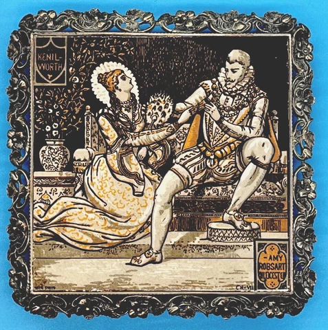 Rare LARGE JOHN MOYR SMITH MINTON TILE ART &CRAFTS TRIVET EARL LEICESTER 1876 Cover