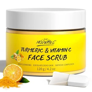 Vitamin C and Turmeric Face Scrub Cream Organics Microdermabrasion Facial Scrub - Picture 1 of 6
