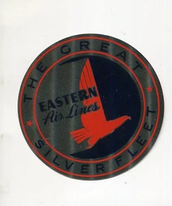 Vintage Airline Luggage Label EASTERN AIRLINES Great Silver Fleet shiny foil - Picture 1 of 2