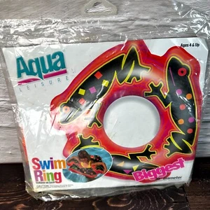 Vintage 1997 Aqua Leisure Biggest 30-Inch Swim Ring Pool Inflatable Dart Frogs - Picture 1 of 8