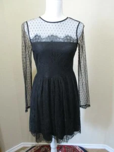 Express Women's Size 8 Black Floral Lace Long Sleeve Mini Dress - Picture 1 of 8