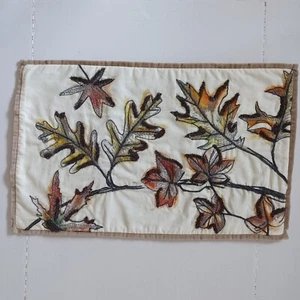 Pottery Barn Embroidered Autumn Leaf Lumbar Pillow Cover 16x26" Display Model - Picture 1 of 4