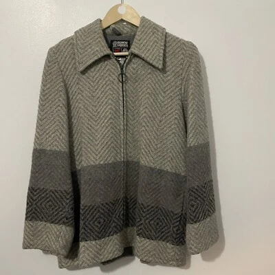 Jaqueta Glyntaf Tecidos Anos 70 Loomers Lã Gola Adaga Zíper Tamanho M - Imagem 1 de 4