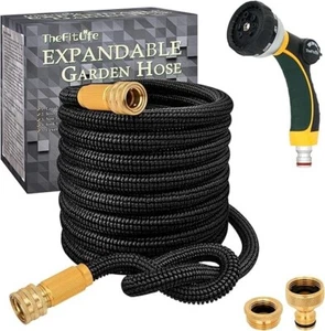 Tubo de manguera de jardín expandible TheFitLife - látex de triple núcleo y 100 pies, negro - Imagen 1 de 6