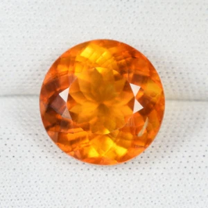 5,83 ct WUNDERBAR - BESTE ORANGE GELBE FARBE NATURCALCIT rund siehe Vdo DL - Bild 1 von 2