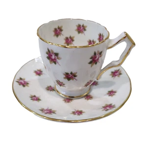 Vintage Aynsley Bone China Chinz Rosebud Gold Trim Demitasse Cup and Saucer - Picture 1 of 24