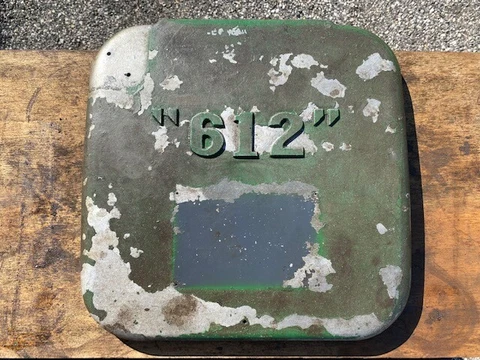 Vintage Embossed Cast Industrial Machine Part Sign 612 Area Code Minneapolis MN Cover