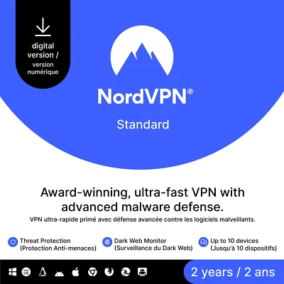 NordVPN Standard, 10 Devices, 2-Year, VPN & Cybersecurity, Digital Code - Image 1 of 4
