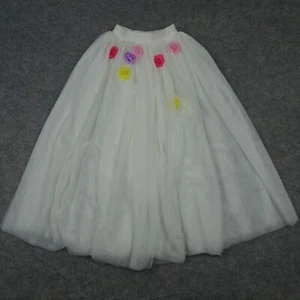 Everweekend Skirt Girls 8T Maxi Tulle Floral Applique Long Ballerina Tutu White - Picture 1 of 15