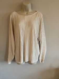 Stunning M&S Size 14 Cream Beige Blouse Shirt With Open Batwing Sleeves Unique