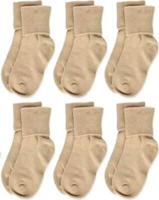Calcetines Jefferies Niñas Niños Algodón Escuela Puño Girado Rollo Tobillo Sin Costuras 6PK Foto 1 de 4