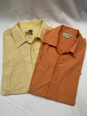 Haband XL shirts: The Genuine Haband Guayabera & Haband Brand Light Gold & Coral - Image 1 of 4
