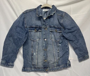 Chaqueta Zara Niñas 11-12 Azul Mezcla Algodón Manga Larga Abotonada Motociclista Denim - Imagen 1 de 6