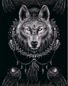 ☀️ Queen Luxury Mink Faux Fur Blanket Super Soft Plush Warm -  Dreamcatcher Wolf - Picture 1 of 2