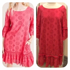 Anthropologie rosa Kleid Gr. 6, Perlen, Ösen, Stufen Häkel, Linie Dani Neu mit Etikett $ 150 - Bild 1 von 7