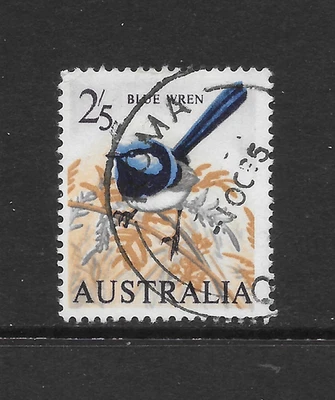 AUSTRALIA SCOTT 371 USED VF - 1963 2/5p MULTI-COLOR ISSUE - BLUE WREN - Image 1 of 2