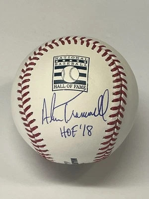 Alan Trammell Signed Rawlings Hall of Fame Baseball HOF 18 Inscription JSA - Image 1 of 2