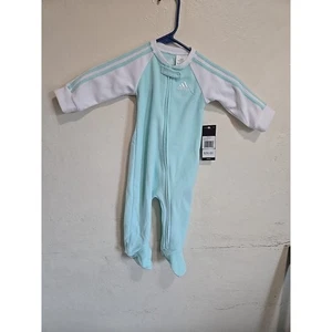 Adidas Micro Fleece Footie Lt Aqua. 9m. Neu - Bild 1 von 17