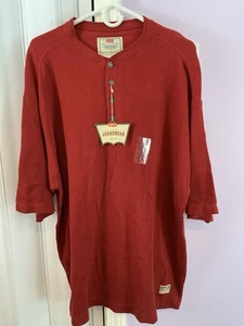 Vintage Levis Herren Large geripptes Strick gestreiftes Henley T-Shirt rot neu aus altem Lagerbestand neu mit Etikett - Bild 1 von 8