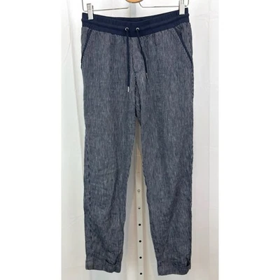 Pantalones al Tobillo ATHLETA TALL 6T Rayas Bali Lino 211380 Cordón Cintura Azul Marino Foto 1 de 4