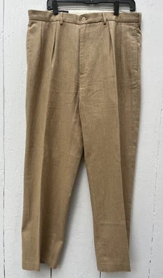 Pantalones de golf Ralph Lauren polo para hombre 35 x 30 tostados espiga lino mezcla de algodón A2K Foto 1 de 4