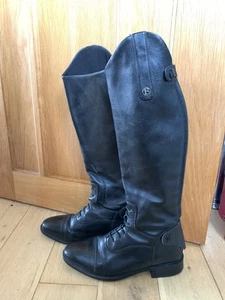 Brogini Black Long Leather Riding Boots Size 37 UK 4.5 - Picture 1 of 10