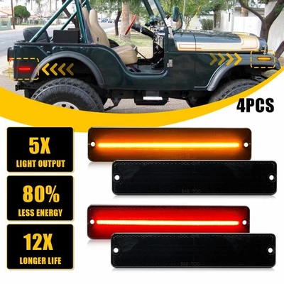 4X For 84-91 Jeep Grand Wagoneer Smoked Front & Rear Side Marker Light Lamp EXC - Image 1 of 4