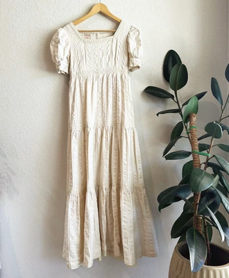 Maxi Vestido Campesino Vintage Niveles Cottagecore Pradera Festival Boho Hippie Pequeño Foto 1 de 4