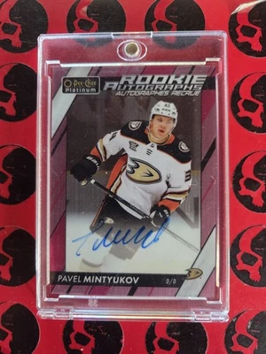 2023-24 Pavel Mintyukov Platinum Matte Pink Auto #R-PM O-Pee-Chee Rookie OPC UD - Image 1 of 2
