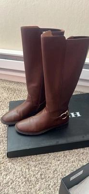 Botas de cuero Coach Faith para mujer altas de equitación marrón nogal NUEVAS NUEVAS CON ETIQUETAS Foto 1 de 4