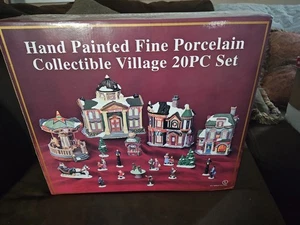 Galleria Hand Painted 20 Piece Porcelain Christmas Village -Open Box - Picture 1 of 10