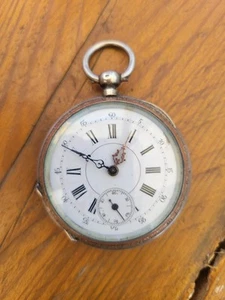 Montre à gousset Ancienne À Clef En Argent Numérotée 39521 4 Rubis P1830 - Imagen 1 de 5
