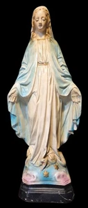 Vintage Kreidegeschirr Jungfrau Maria Statue Unsere Liebe Frau der Gnade 13" Katholische Schlange - Bild 1 von 8