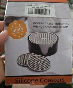 Set 6 Sottobicchieri Silicone Antiscivolo Tappetino Tazza Pad con Supporto Tondo Gomma - Foto 1 di 3