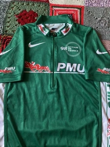 Vintage 1998 Nike Tour de France PMU Green Cycling Jersey - Picture 1 of 18