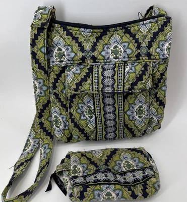 Vera Bradley Cambridge Retired Green Cross Body Purse W/ Matching Wallet - Image 1 of 4