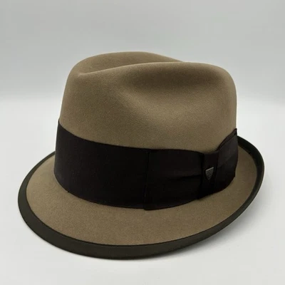 Sombrero Fedora Resistol Vintage Bronceado con Banda Ancha Marrón 6-7/8 Forro Rojo F27 Nutria Foto 1 de 4