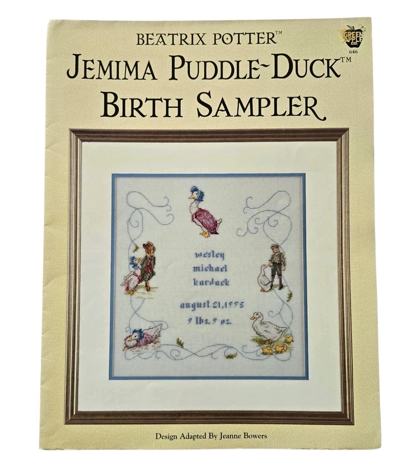 Beatrix Potter Jemima Puddle Duck Birth Sampler Cross Stitch Pattern 646 Geese - Image 1 of 4