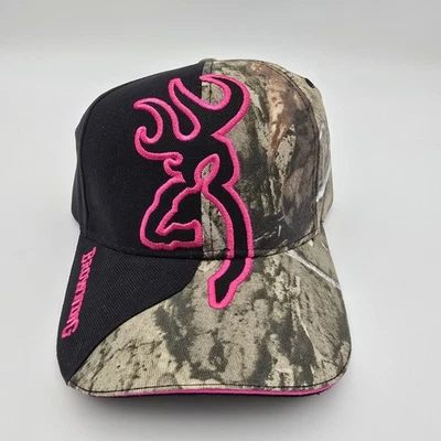 Browning for Her Big Buckmark Black Camo Pink Embroidery Cap Adjustable (NEW) - Изображение 1 из 4