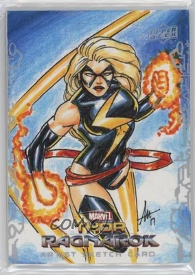 2017 Upper Deck Marvel Thor: Ragnarok 1/1 Sherwin Santiago Auto Sketch 03x5 - Image 1 of 3