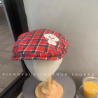 Rosa Plaid Hut Berets Baumwolle Vorwärts Enten zunge Hut Lässig Maler Hut