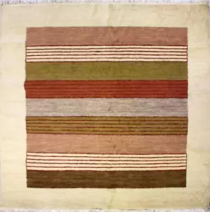 Alfombra de área multicolor Rugstc 6x6 Senneh Gabbeh, tinte vegetal, anudada a mano, lana - Imagen 1 de 5