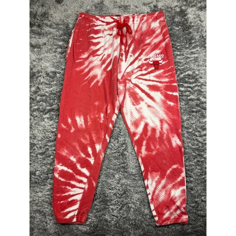 Chicago Bulls Joggers Men Extra Large XL Red Tie Dye Athletic NBA Apparel Pants Cover