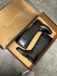 Gucci Goma Guccissima Wellington Talla 36 (6) Botas de Lluvia Rodilla Auténticas Monograma GG - Imagen 1 de 10